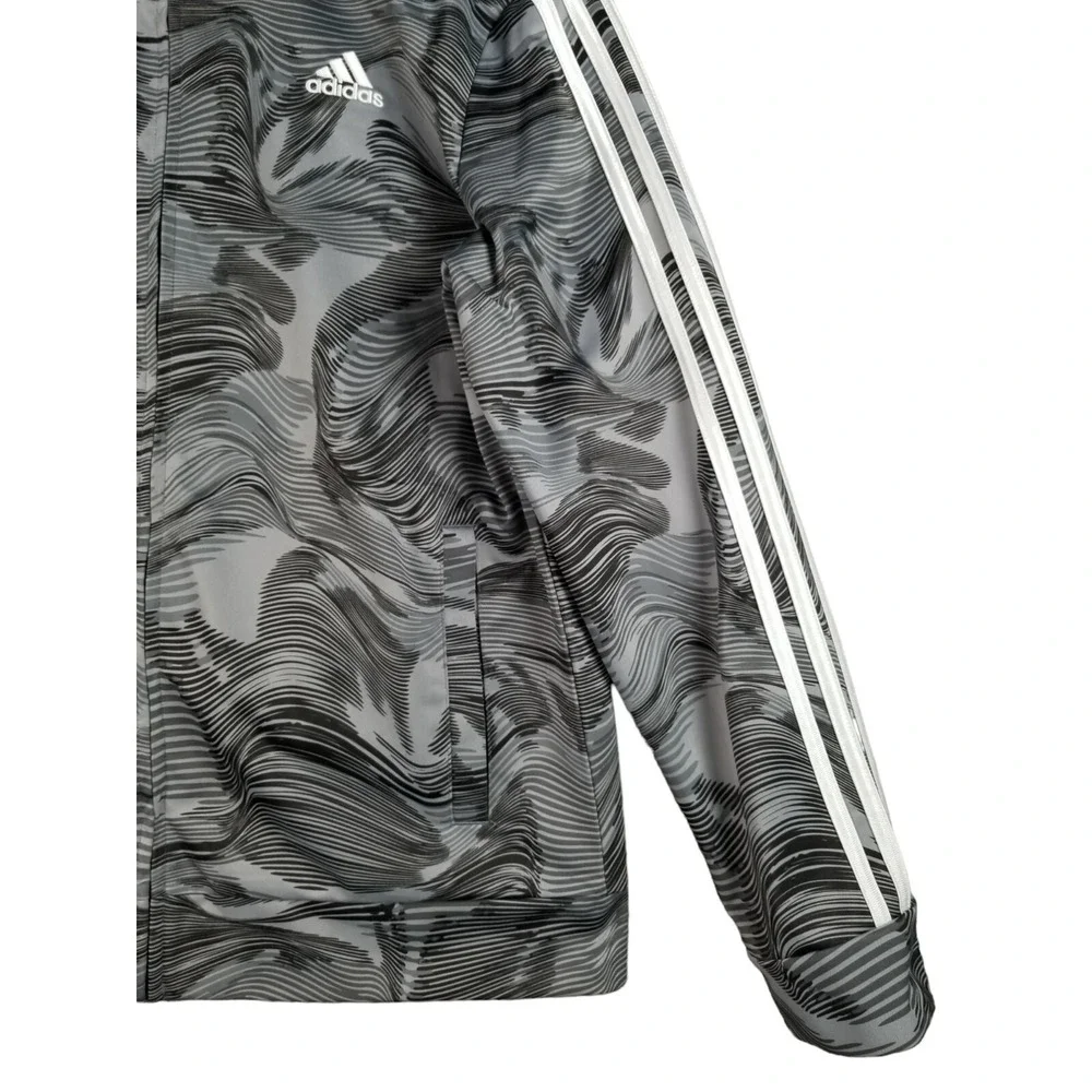 Adidas Camo Tricot Training Jacket Youth XL Full Zip Gray White AG6330 Boy